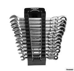 Ratcheting combination weench set 12 pcs with plastic holder 8 - 19 mm
