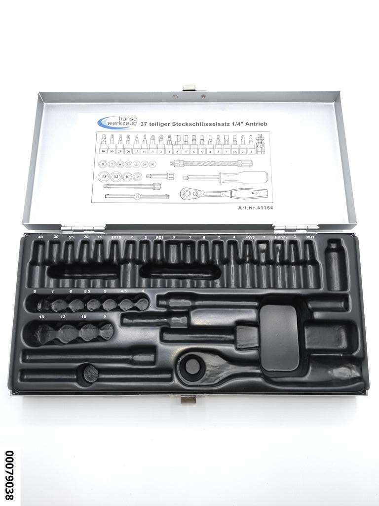 hansewerkzeug Metallkasten m. Inlett leer f. 1/4" Steckschlüssel-Satz 41154