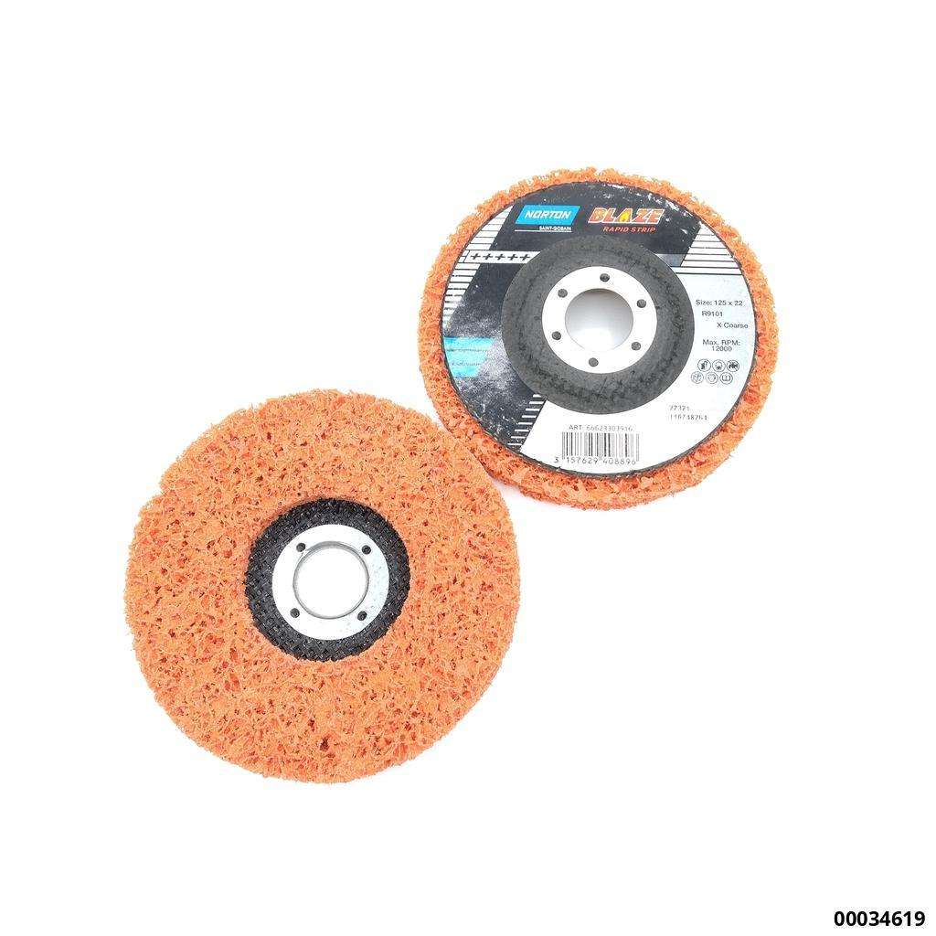 Reinigungsschleifscheibe auf Stützteller "Keramisch orange" 125 x 22,23mm Bohrung