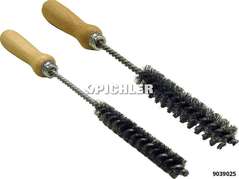Steel wire hole brushes set 2 pcs 15x100 and 20x100 overall length 280.00 mm with wooden grip