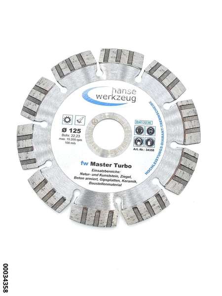 hansewerkzeug Master **TURBO** Diamant- Trennscheibe 125 x 22,3mm