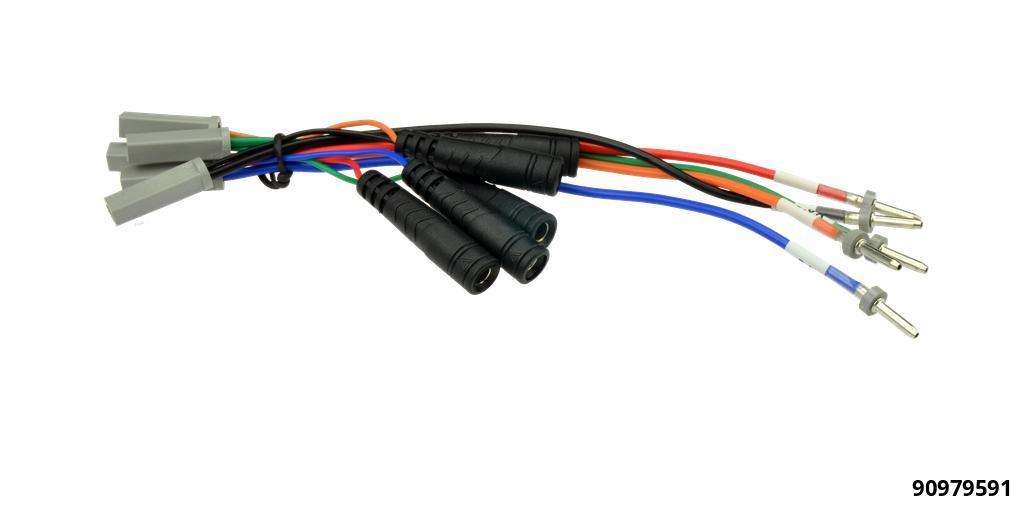 Kabelschuhverzweigung Nr.9a - 5-fach 2,3mm Buchse auf 2,3mm Stift und 4,0mm Bananenbuchsen Ausgangskabel