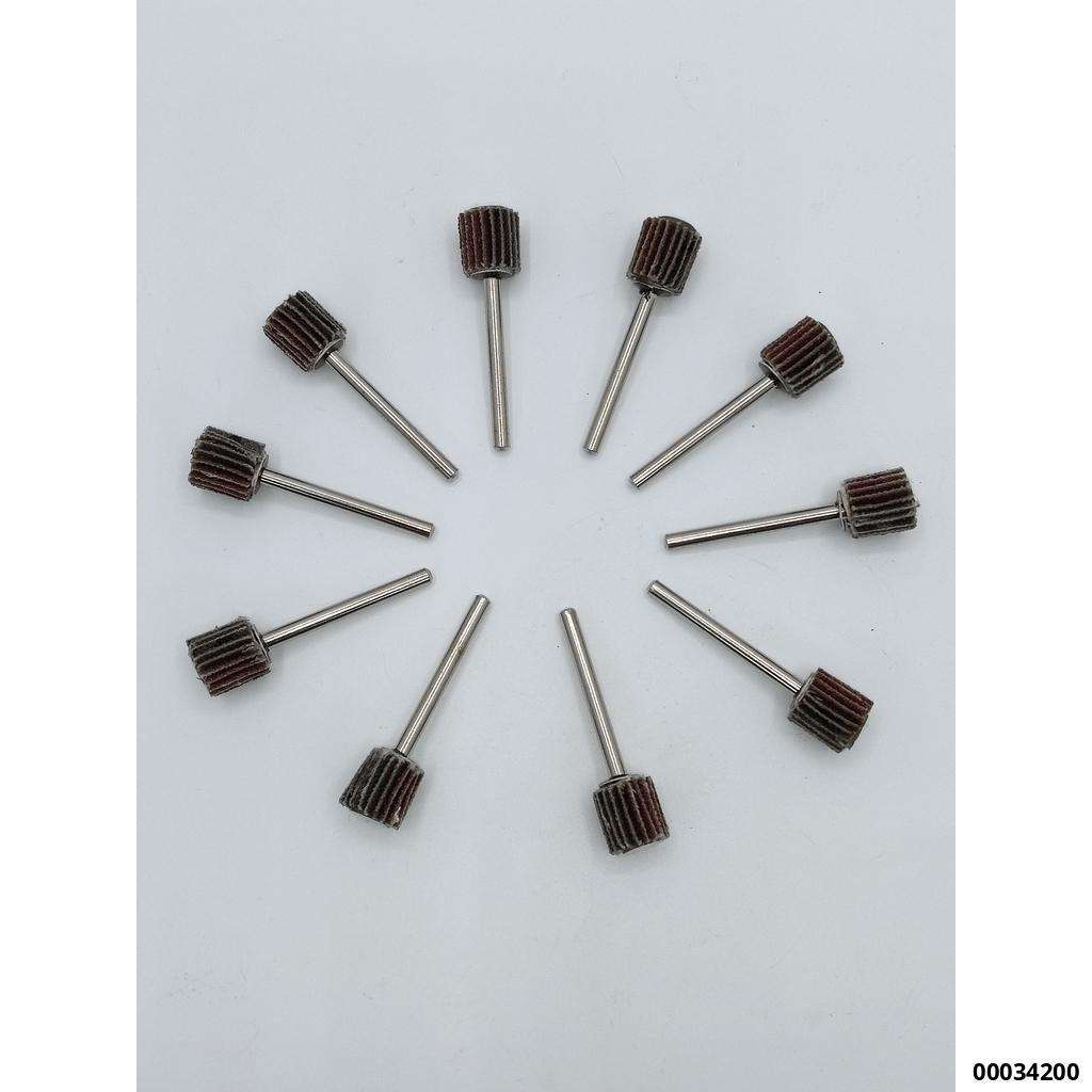 10er-Pack Micro-Schleiflamellenrad 10x10x3,0mm  Korn 60 / 3,0mm Schaft (VE10)