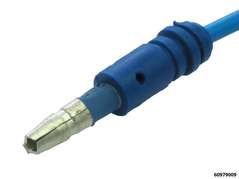 Kabelschuhverbinder mit runden Kabelschuhen  blau 4,0 mm (spitz/rund)