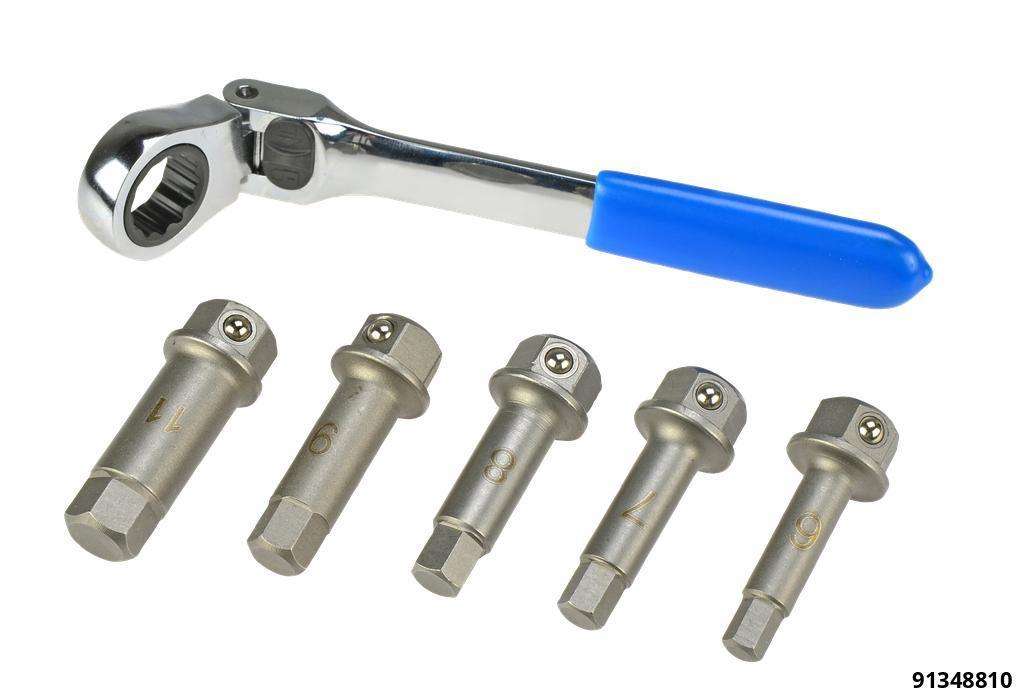 Special bits with flexible head ratcheting wrench 13 mm, 6 pcs.