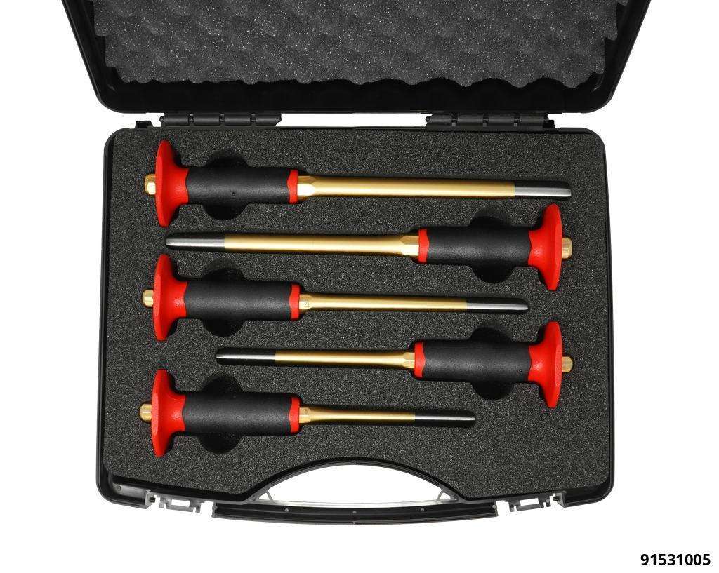 Splintentreiberset XXL mit Handschutz 5-teilig im kunststoffkoffer