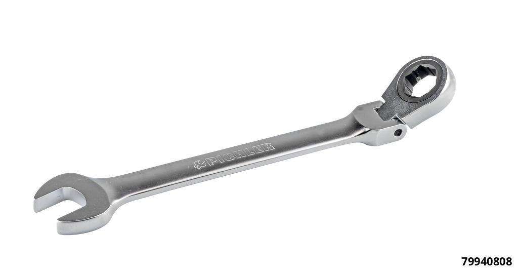 Ratchet ring wrench with joint, 8 mm, snowflake profile, 72 teeth