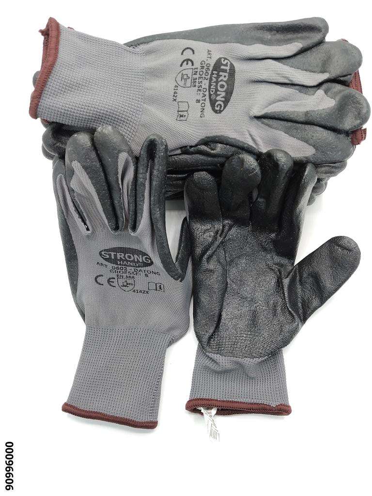 hansewerkzeug Werkstatt-Handschuh "Nylon-Strick Nitril"  Gr.8 (Teil-Nitril- Beschichtet, EN 388) (VE 12 Paar)