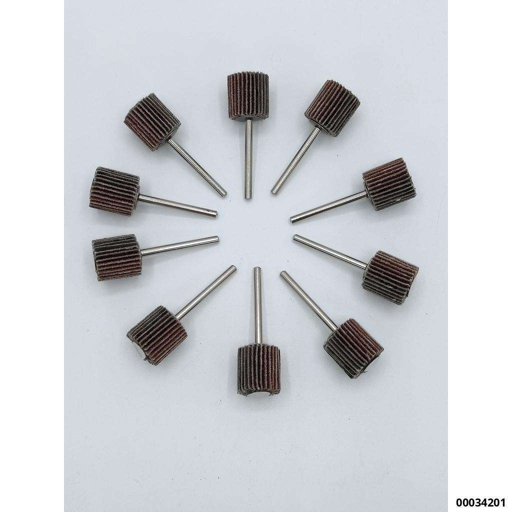 10er-Pack Micro-Schleiflamellenrad 15x15x3,0 mm Korn 60 / Schaft 3,0mm (VE10)