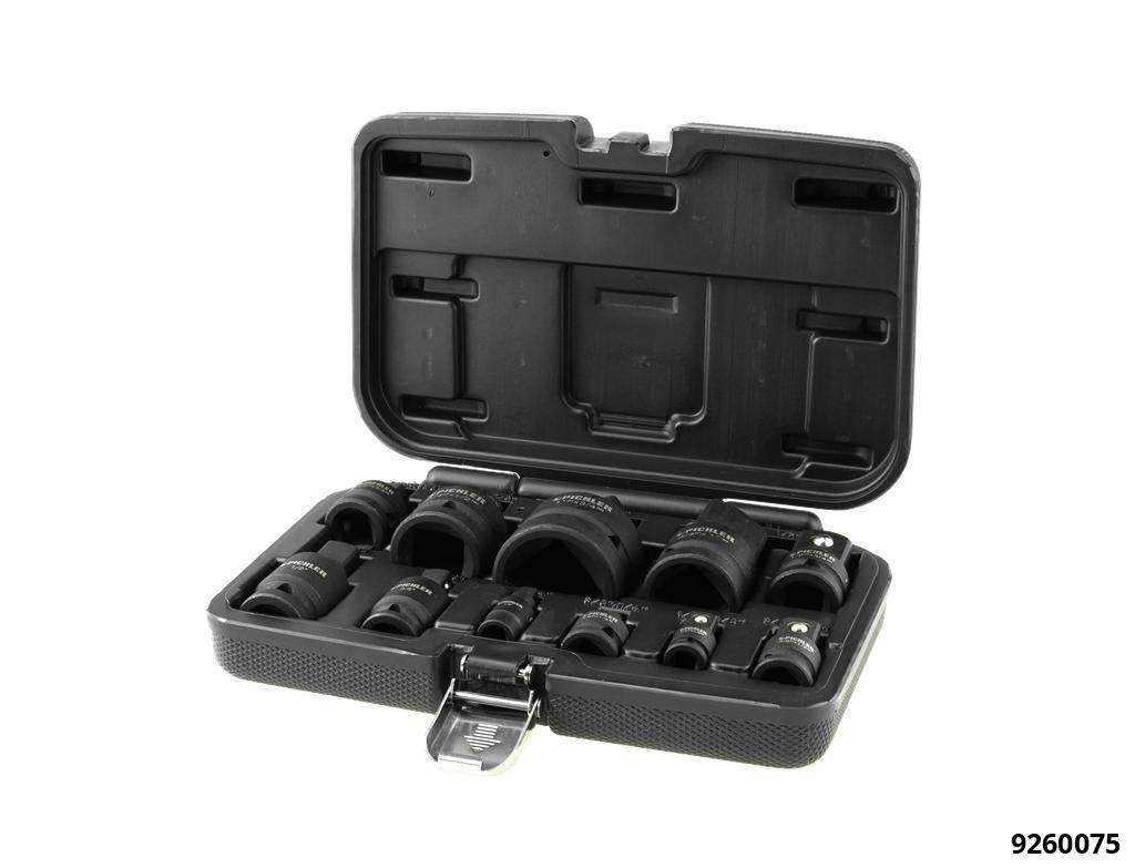 Jeu d'adaptateurs choc de 11 pcs, réducteurs et rotules 3/8", 1/2", 3/4"
