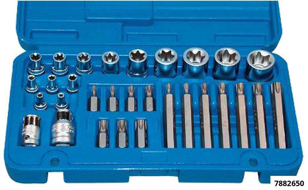 Torx-Satz kpl. E + T-Profil 30-tlg.Innen 1/4",3/8",1/2" Aussen 10 mm 6-kant Antrieb