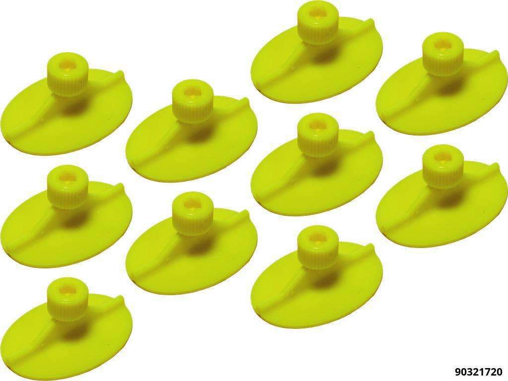 Supports à crochets de traction jaune, U.V. 10 pcs, supports ovoïdes 33x47
