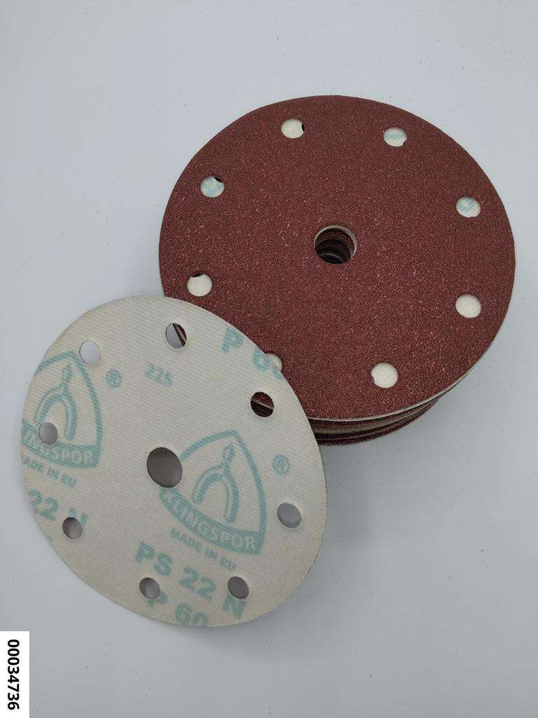 hansewerkzeug Schleifpapier kletthaftend  150mm, Korn 60, Lochform GLS1 (VE 50 Stück)