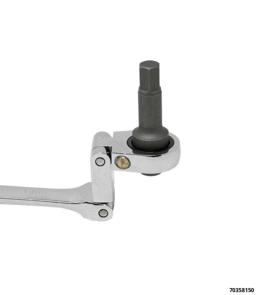 Double joint ratchet open-end wrench 13 mm, Fine-toothed, 120 teeth