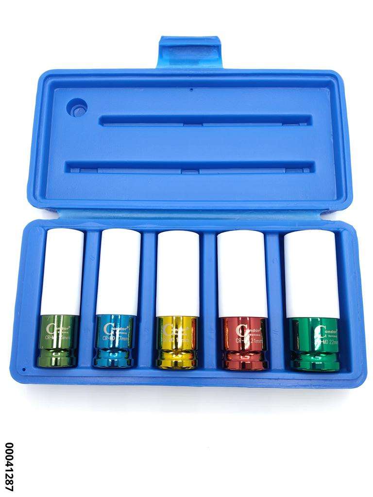 hansewerkzeug Kraftstecknuss-Satz 5 tlg.1/2" farbig